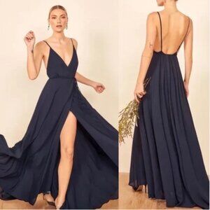 Reformation Callalily Navy Dress $425